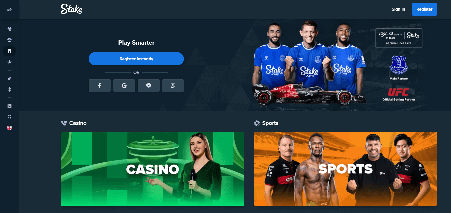 Stake.comのホームページ