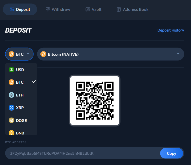 Wolf.bet 入金ページ