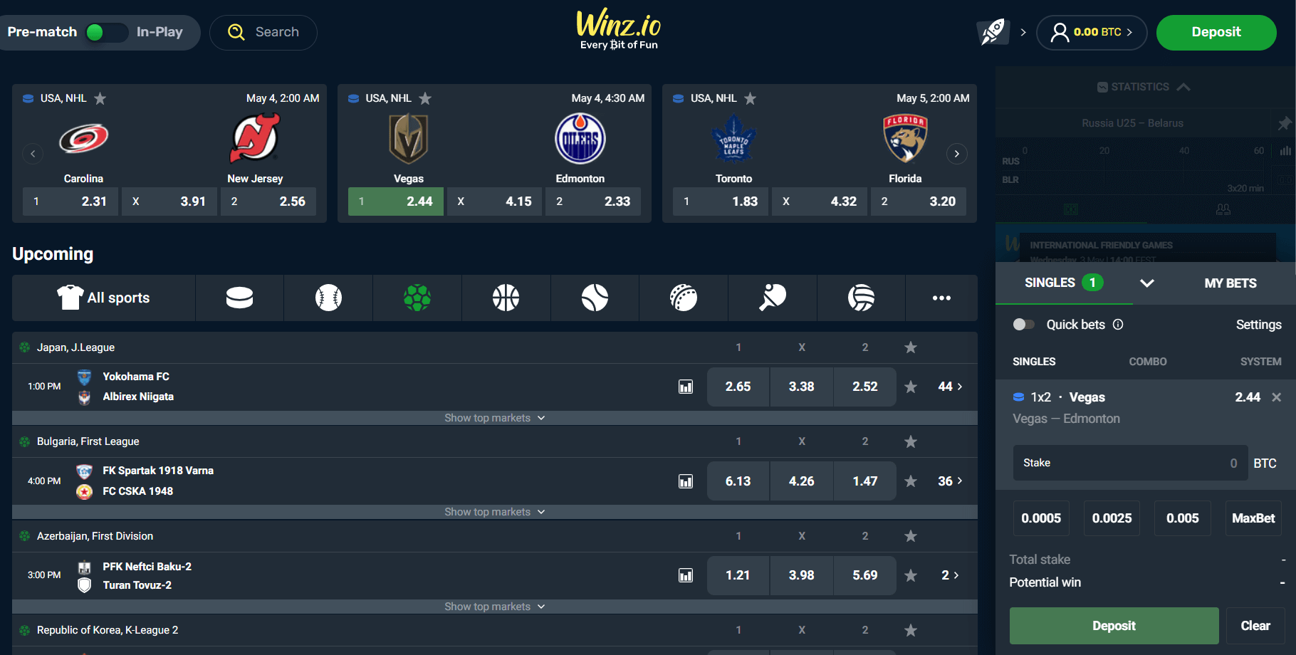Winz.io スポッツベッティング