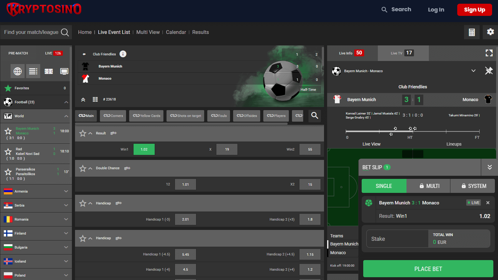 Kryptosino スポーツページ