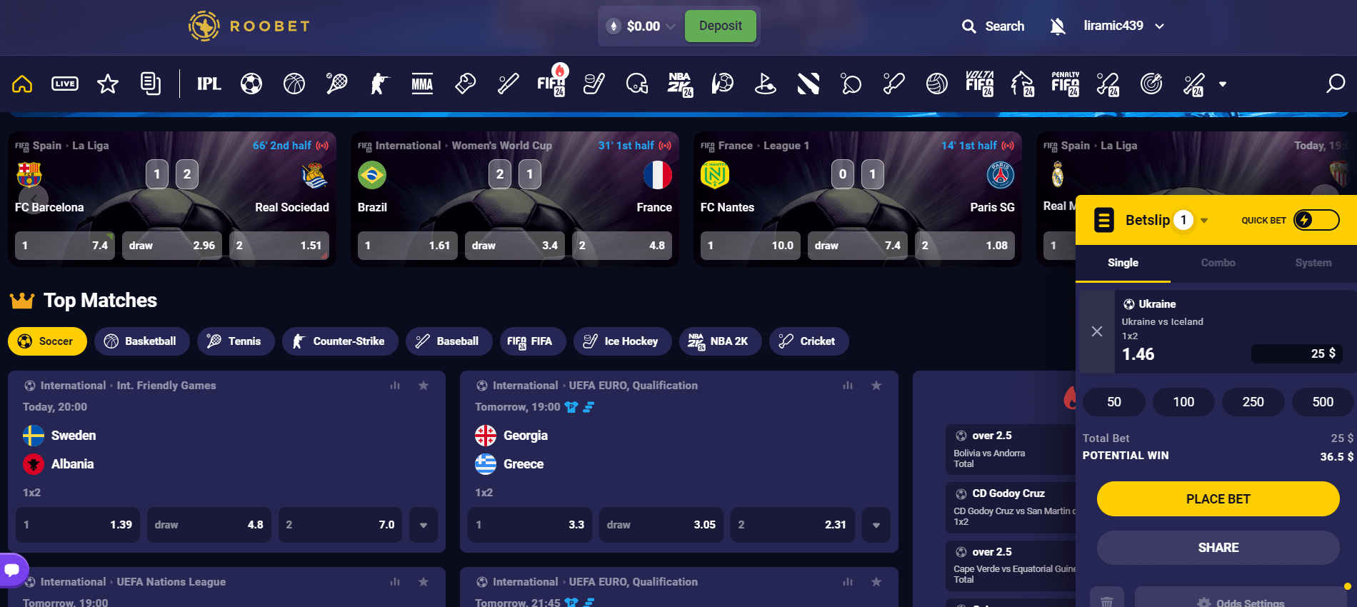 Roobetスポーツベッティング