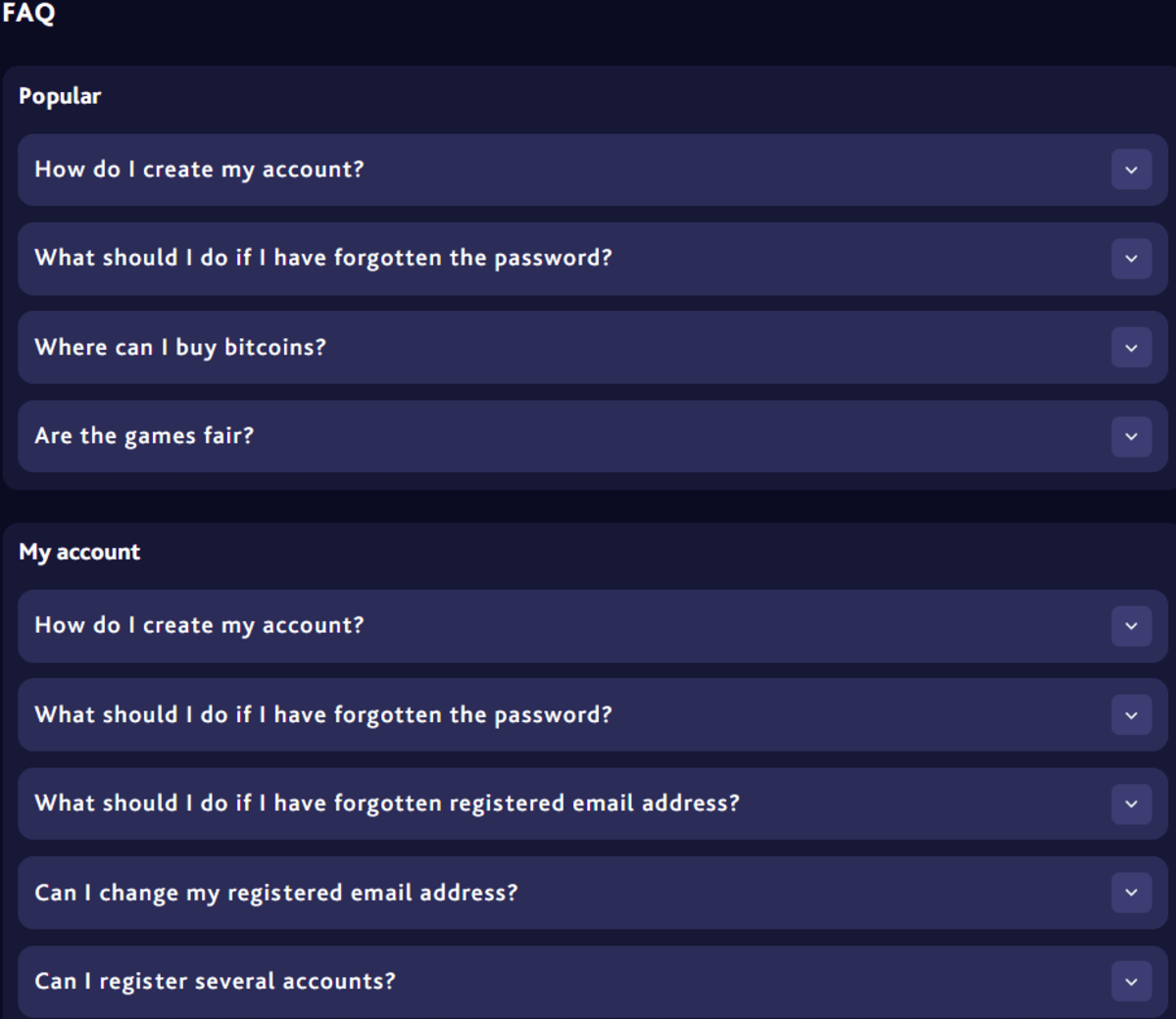 7bitcasino FAQセクション